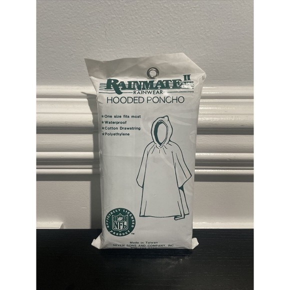 Vintage RainMate Rainwear Miami Dolphins Hooded Rain Poncho w/ Old Logo - One Sz - Picture 2 of 2